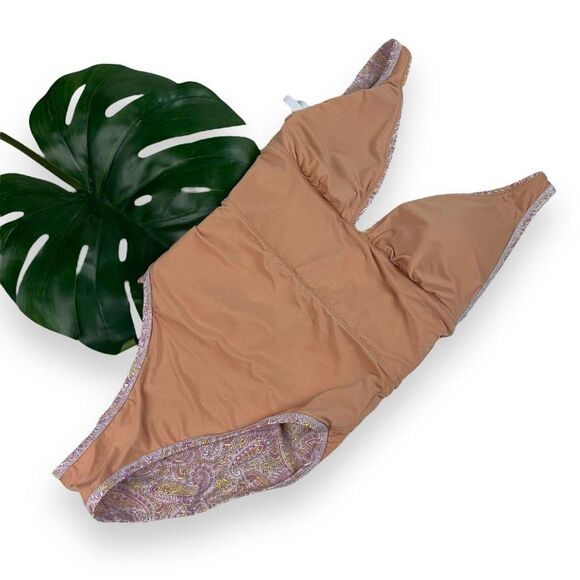 J. Crew Eco Plunge V-Neck One-Piece Swimsuit in Beach Paisley - Picture 8 of 9